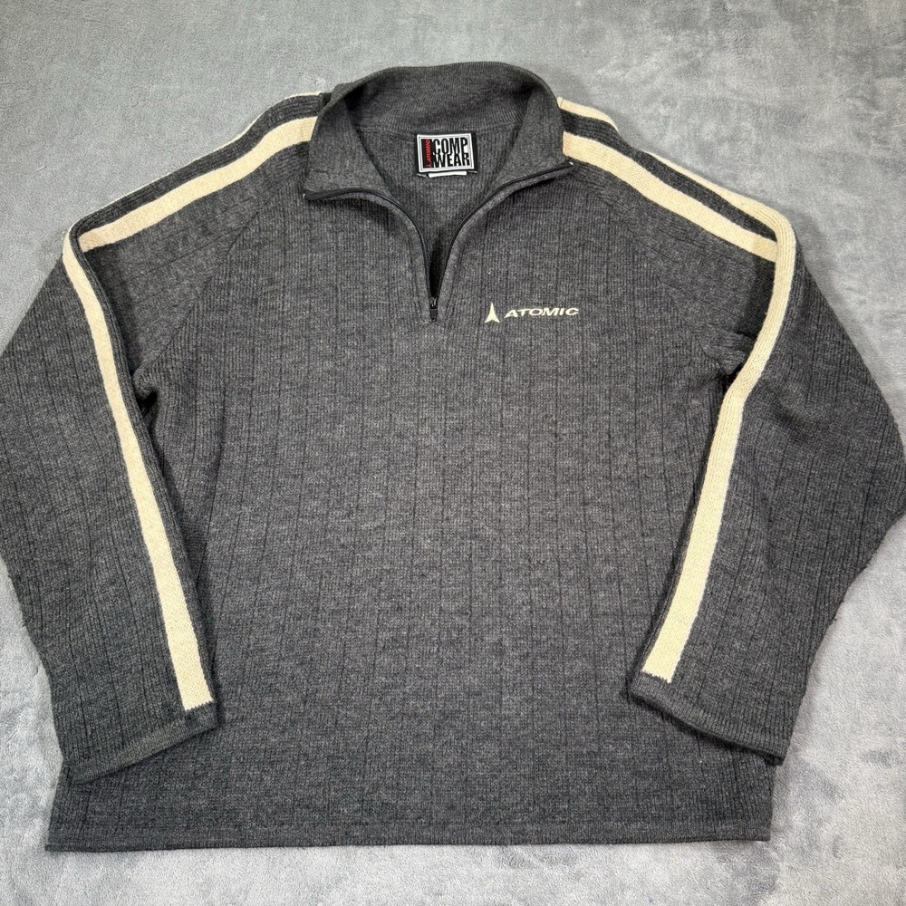 Atomic Compwear Wool Blend 1/4 Zip Sweater Men's L Made in Canada Ski